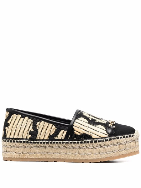  Ferragamo Logo Embroidered Espadrilles - Black 
