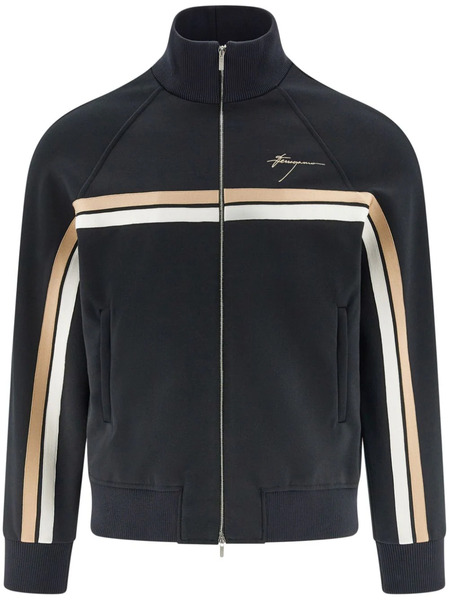  Ferragamo Logo-engraved Zip-up Jacket - Black 