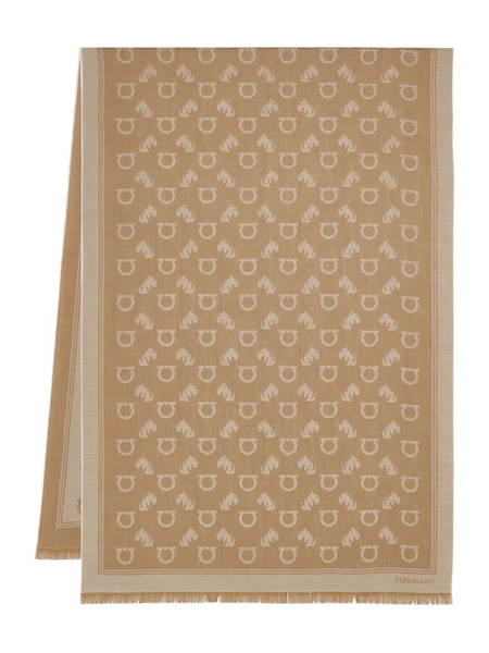  Ferragamo Logo-patterned Scarf - Brown 