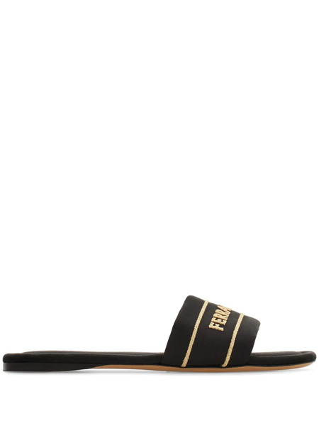  Ferragamo Logo Slides - Black 