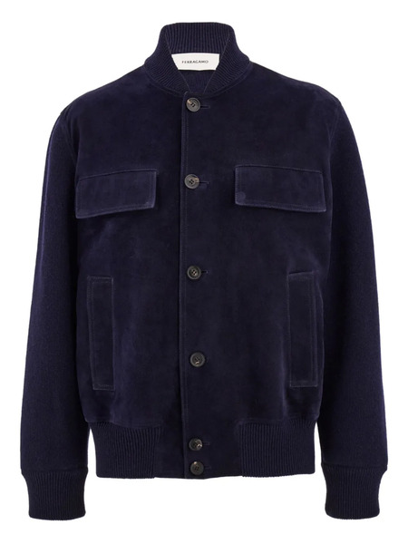  Ferragamo Long-sleeve Bomber Jacket - Blue 