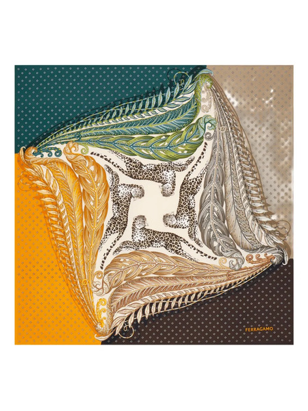  Ferragamo Madras-print Silk Foulard - Green 