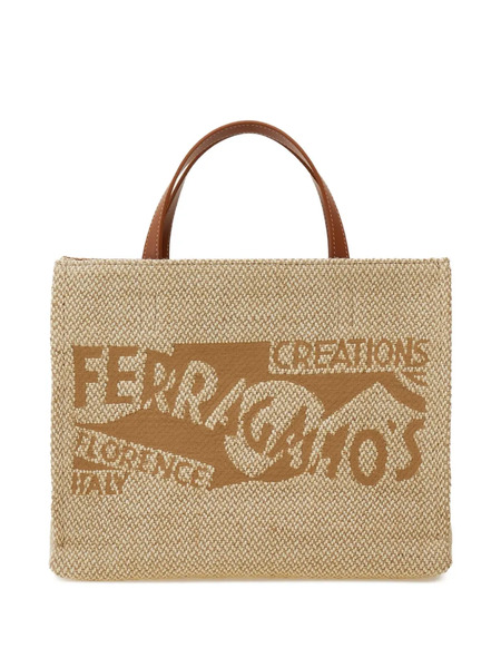  Ferragamo Medium Logo-embroidered Tote Bag - Neutrals 
