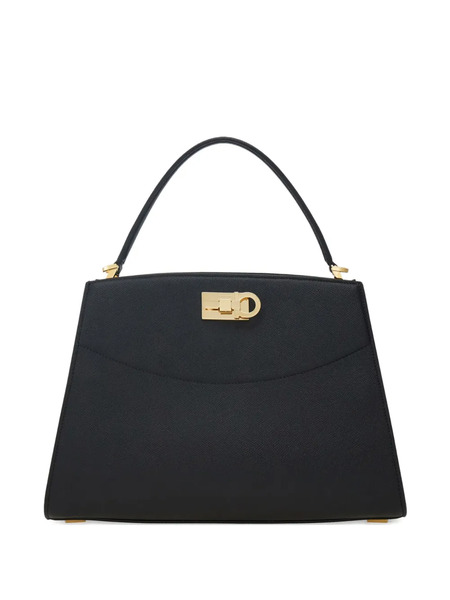  Ferragamo Medium Studio Box Tote Bag - Black 
