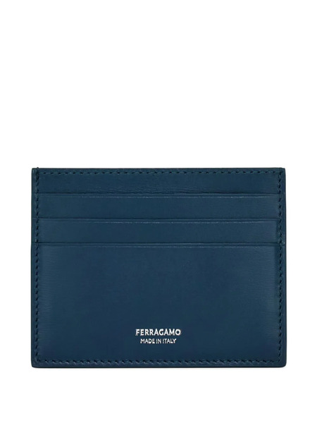 Ferragamo Metallic Logo Card Holder - Blue 