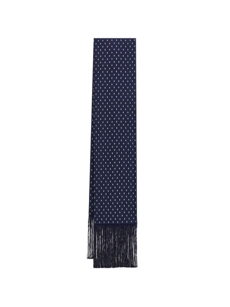  Ferragamo Micro Gancini Print Silk Scarf - Blue 