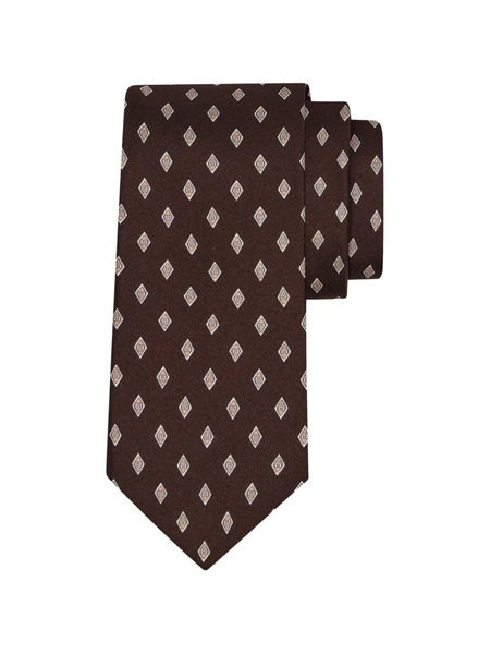  Ferragamo Micro Gancini Print Silk Tie - Brown 