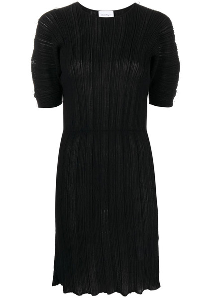  Ferragamo Micro-pleated Midi Dress - Black 