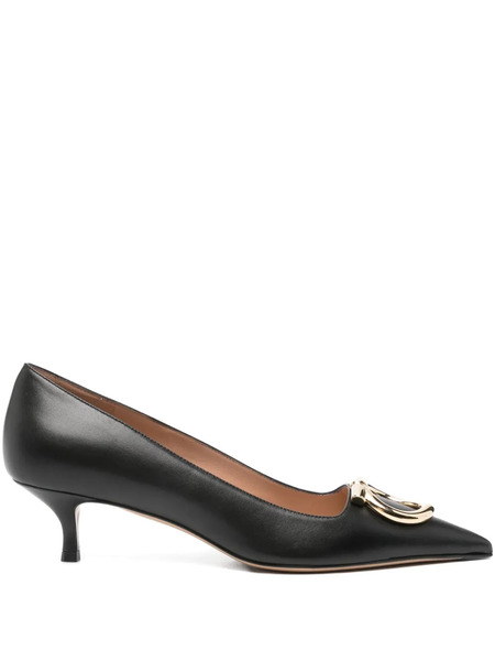  Ferragamo 40mm Maxi Gancini Leather Pumps - Black 