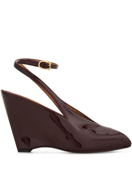  Ferragamo 90mm Peep-toe Wedge Pumps - Purple 