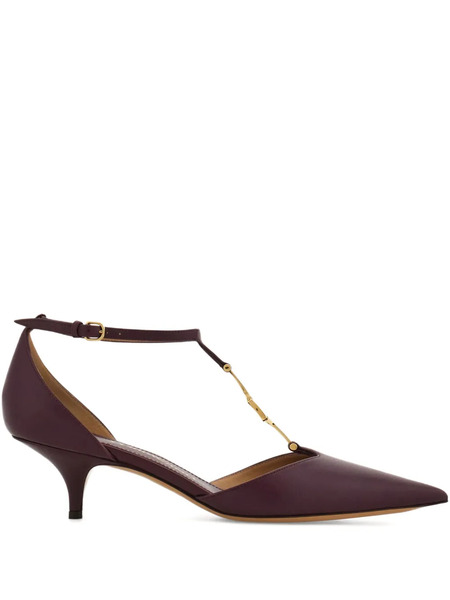  Ferragamo 40mm T-strap Buckle Pumps - Red 