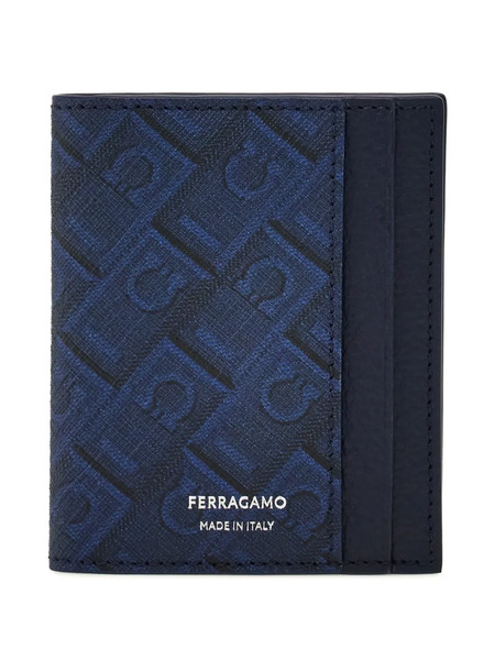  Ferragamo Monogram Card Holder - Blue 