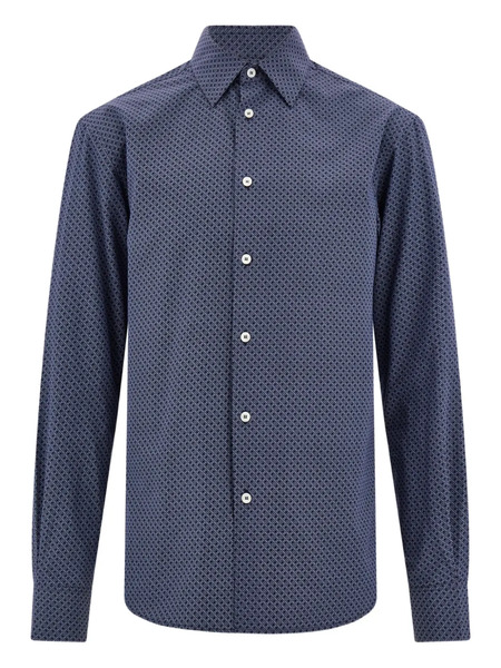  Ferragamo Monogram Poplin Shirt - Blue 
