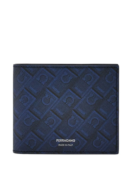  Ferragamo Monogram Print Wallet - Blue 
