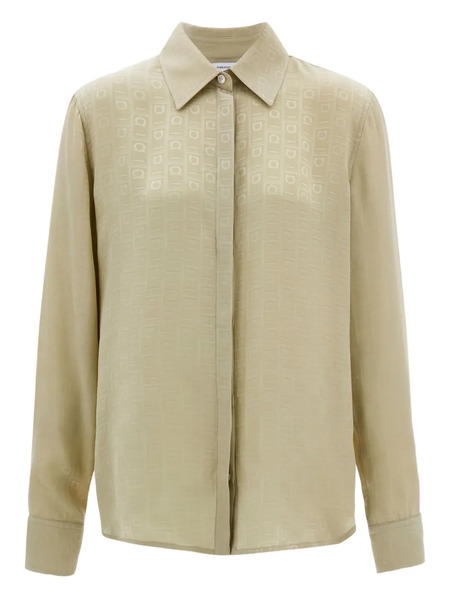  Ferragamo Monogram Silk Shirt - Neutrals 