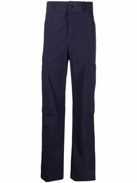  Ferragamo Multi-pocket Seersucker Trousers - Blue 