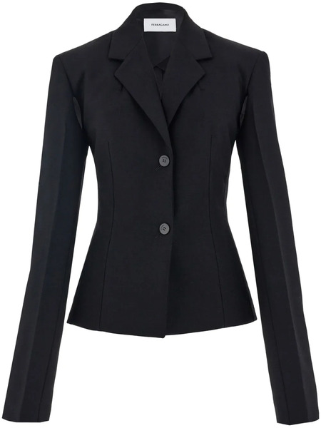  Ferragamo Open-sleeves Wool-blend Blazer - Black 