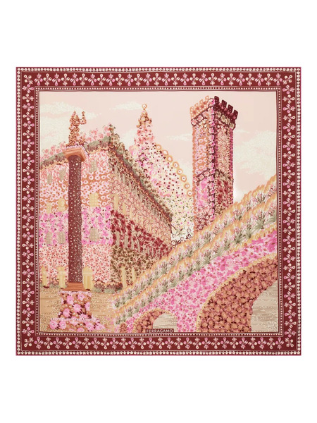  Ferragamo Palazzo-print Silk Scarf - Red 