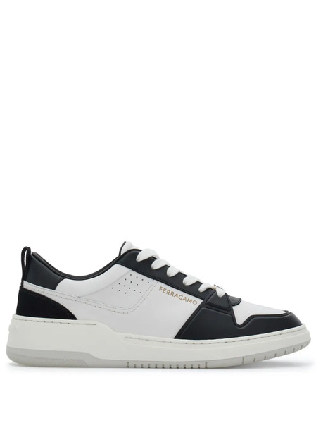  Ferragamo Panelled Leather Sneakers - White 