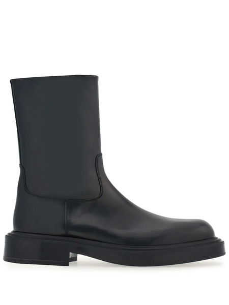  Ferragamo Panelled Patent-leather Ankle Boots - Black 