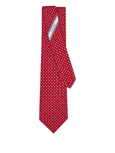  Ferragamo Paper-airplane-print Silk Tie - Red 