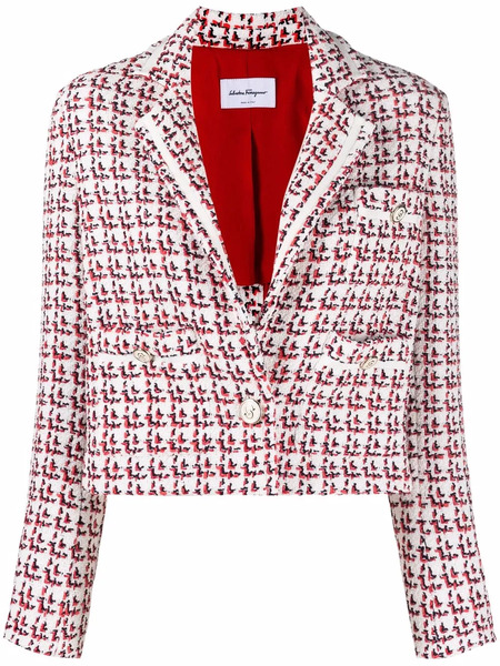  Ferragamo Patterned Boxy Jacket - White 
