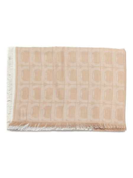  Ferragamo Patterned Fringed Scarf - Brown 
