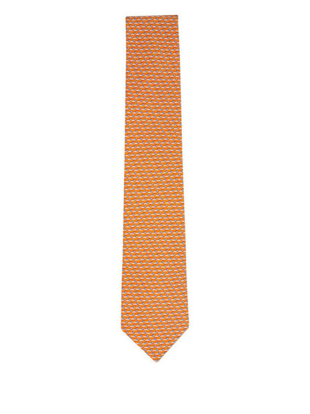 Ferragamo Patterned Silk Tie - Orange 