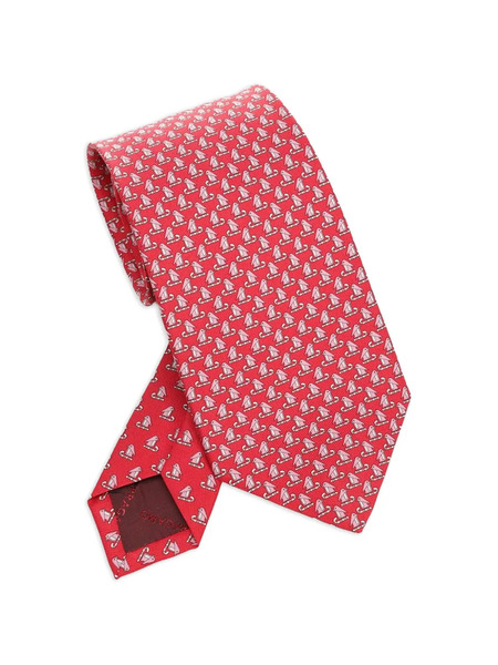  Ferragamo Patterned Silk Tie - Red 