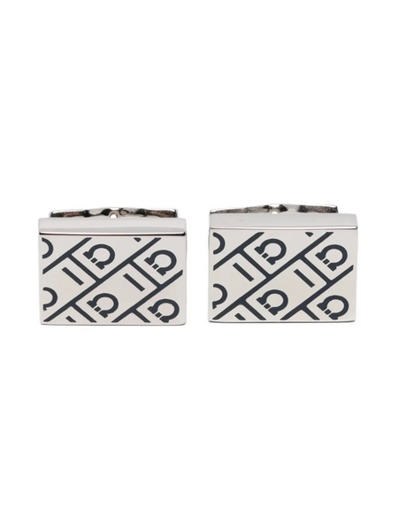  Ferragamo Patterned Square Cufflinks - Silver 