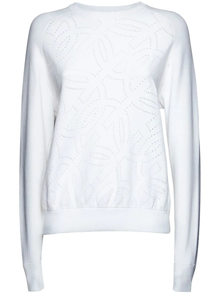  Ferragamo Perforated Crew Neck Jumper - White 