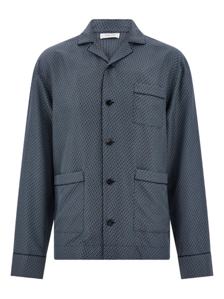  Ferragamo Piping Patterned Shirt - Blue 