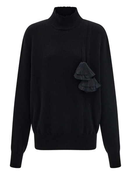  Ferragamo Pleated-tassel Sweater - Black 