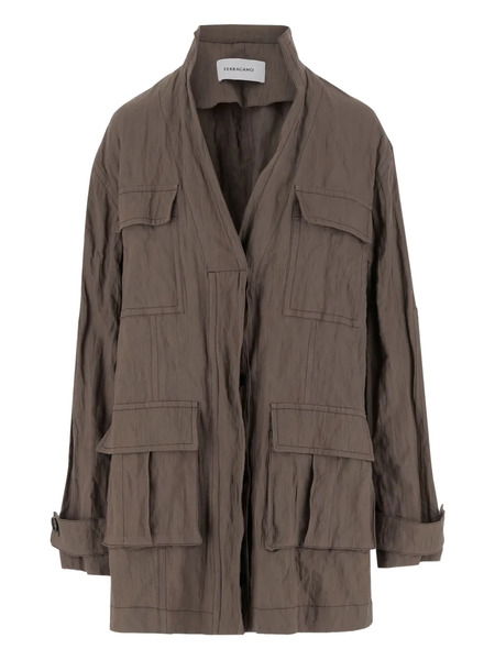  Ferragamo Pocket-detail Belted Jacket - Brown 