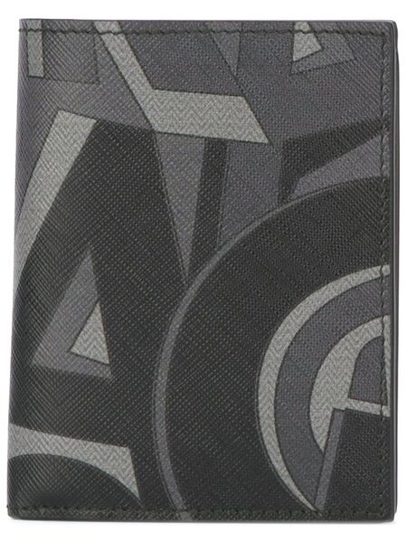  Ferragamo Printed Flat Wallet - Black 
