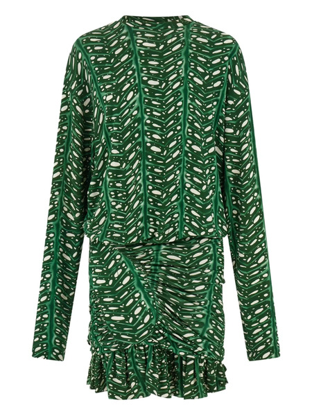  Ferragamo Printed Mini Dress - Green 