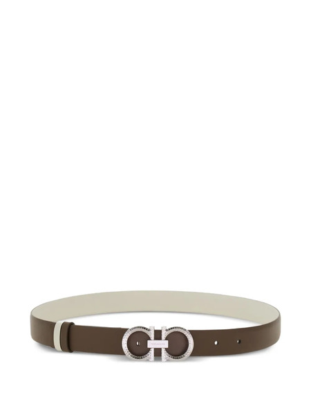  Ferragamo Reversible Adjustable Gancini Belt - Brown 