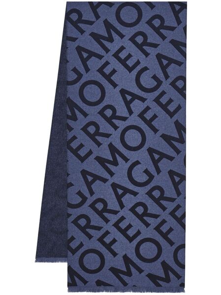  Ferragamo Reversible Logo Scarf - Blue 