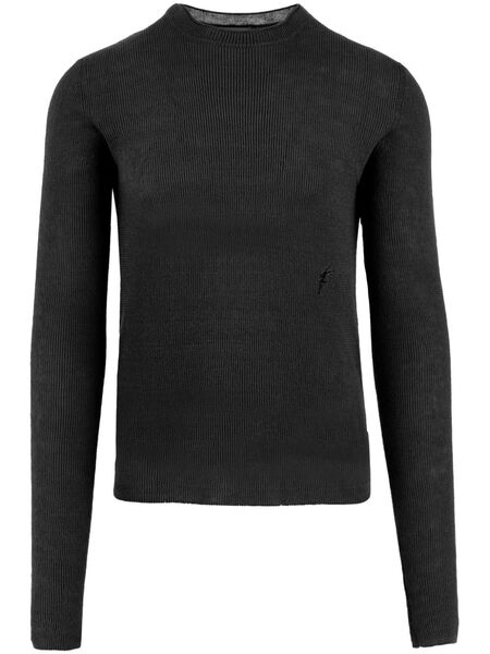  Ferragamo Ribbed-knit Linen Jumper - Black 