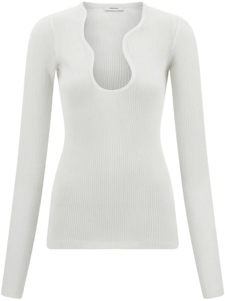  Ferragamo Rippled-neckline Sweater - White 