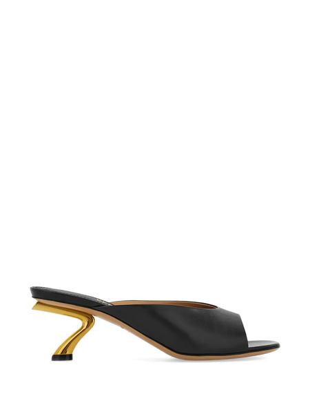  Ferragamo Sculptural Heel Slides - Black 