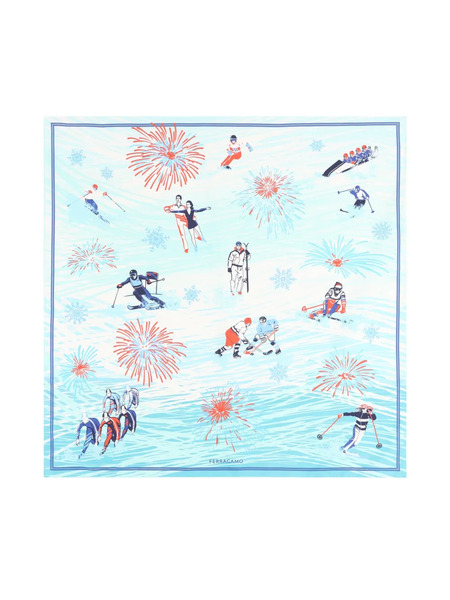  Ferragamo Silk Scarf - Blue 