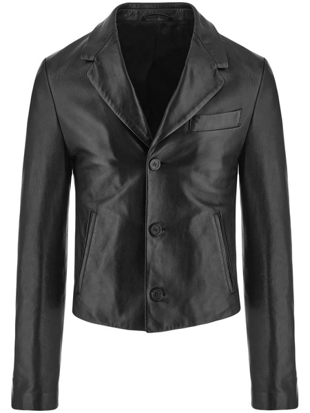  Ferragamo Slim-cut Single-breasted Leather Blazer - Black 