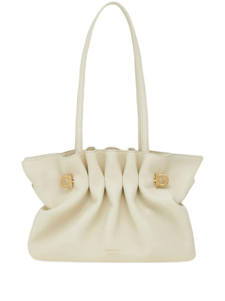  Ferragamo Small Soft Gathered-effect Shoulder Bag - Neutrals 