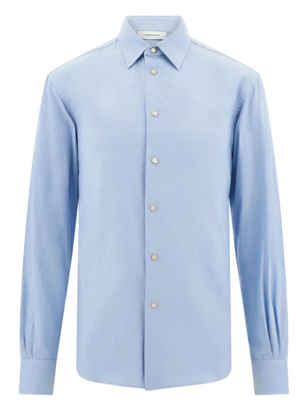  Ferragamo Snap-button Shirt - Blue 