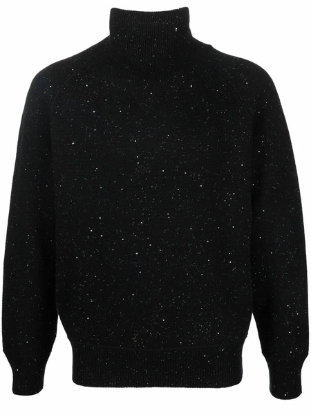  Ferragamo Speckle-knit Roll Neck Jumper - Black 