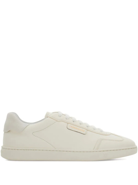  Ferragamo Suede-panelled Leather Sneakers - White 