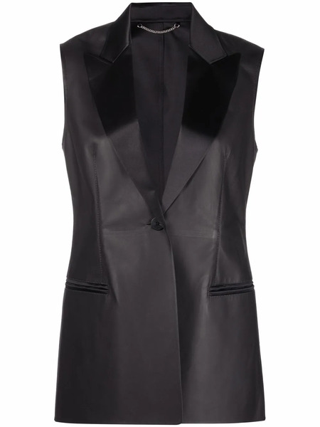  Ferragamo Tailored Leather Blazer - Brown 