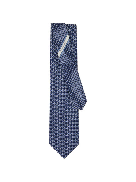  Ferragamo Tennis-print Silk Tie - Blue 