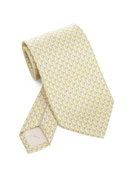  Ferragamo Tennis-print Silk Tie - Yellow 